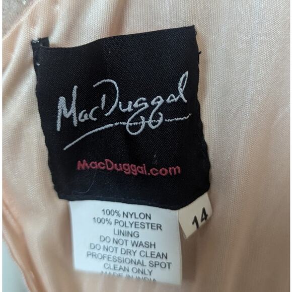 Mac Duggal Beaded Fringe Gown Size 14 – Nude Silver Embellished Maxi Dress NWT - Picture 10 of 10